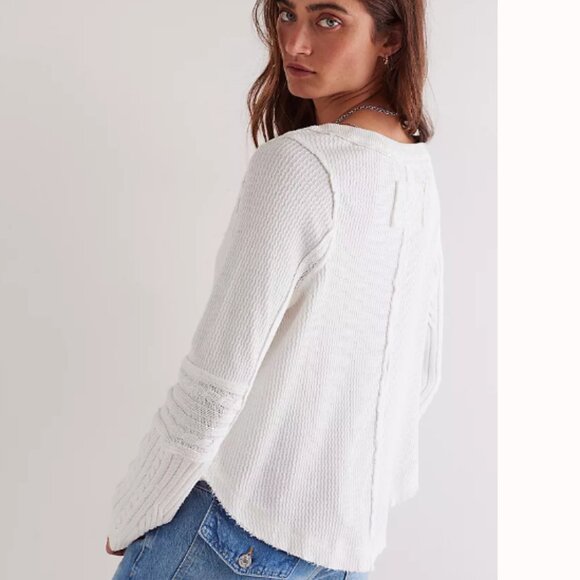 new Free People Swinging Cable 100% cotton Cuff Top Shirt (252) - Picture 5 of 10